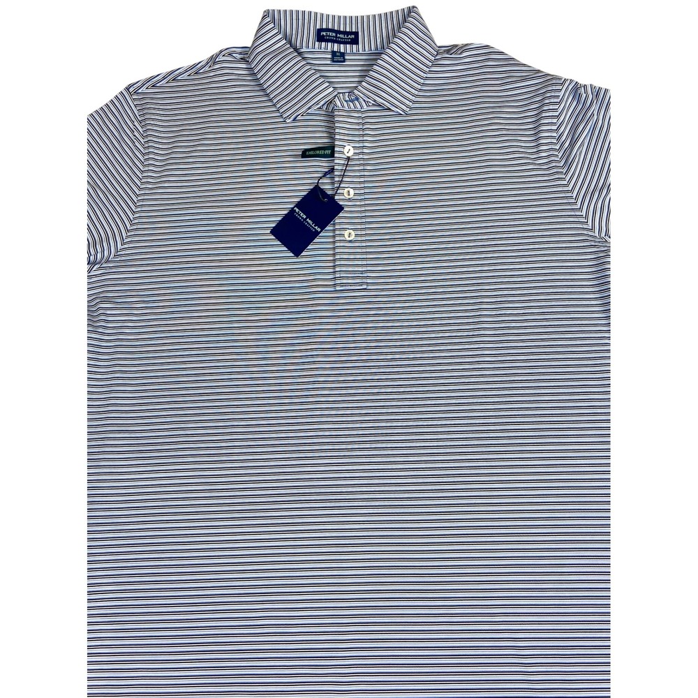 Peter Millar Polo Shirt Mens XL Striped Tailored Golf Performance‎ Stretch - Picture 3 of 11